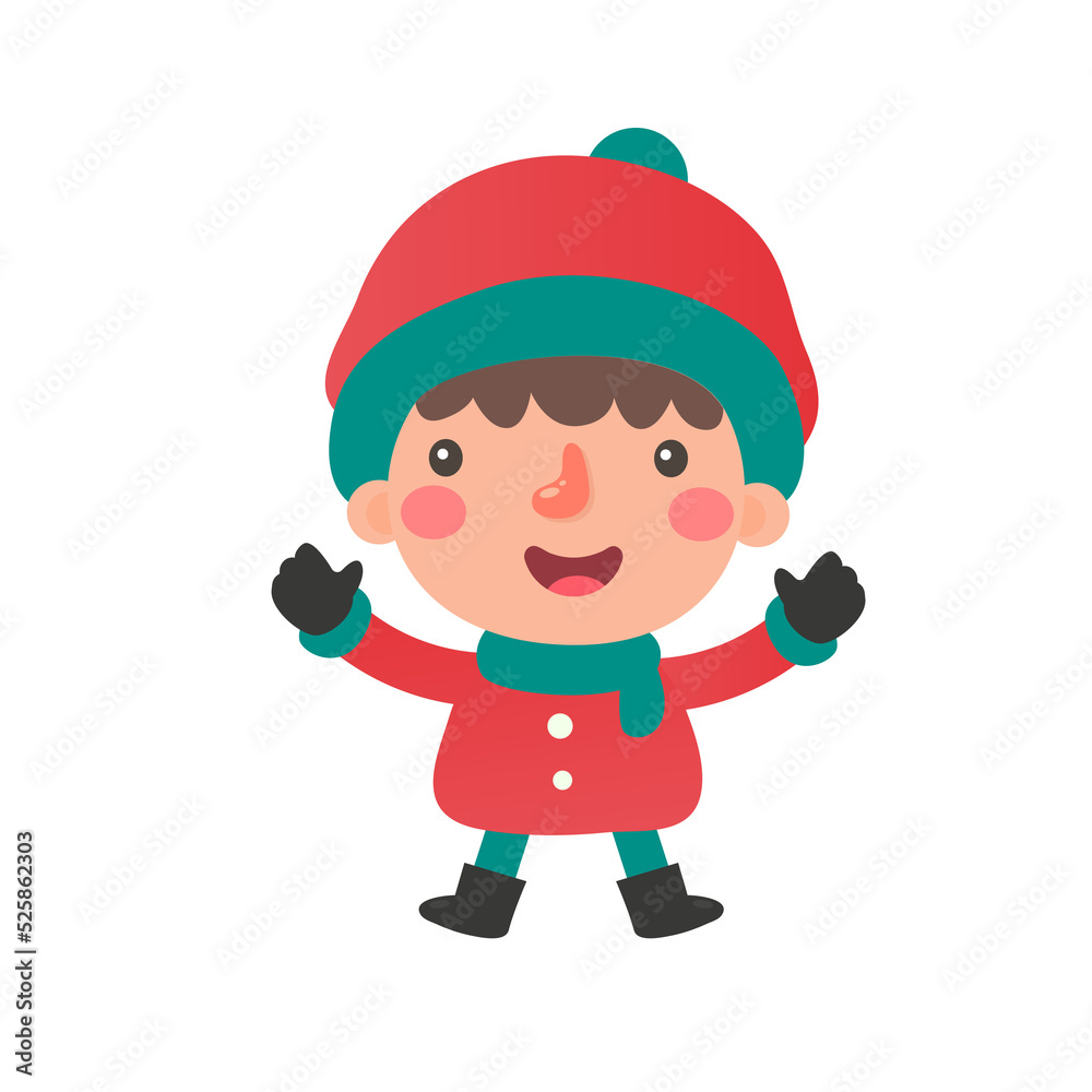 Santa elf Snowman and kids characters wearing winter masks and masks for Christmas. Santa elf Snowman and kids characters wearing winter masks and masks for Christmas.