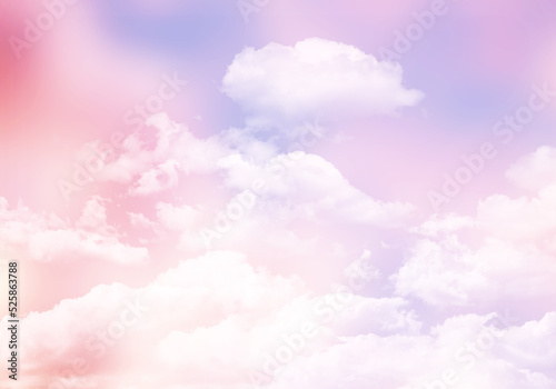 3D cotton candy sky with fluffy clouds
