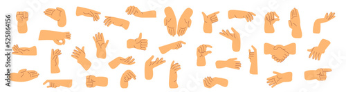 Different hand gestures set.