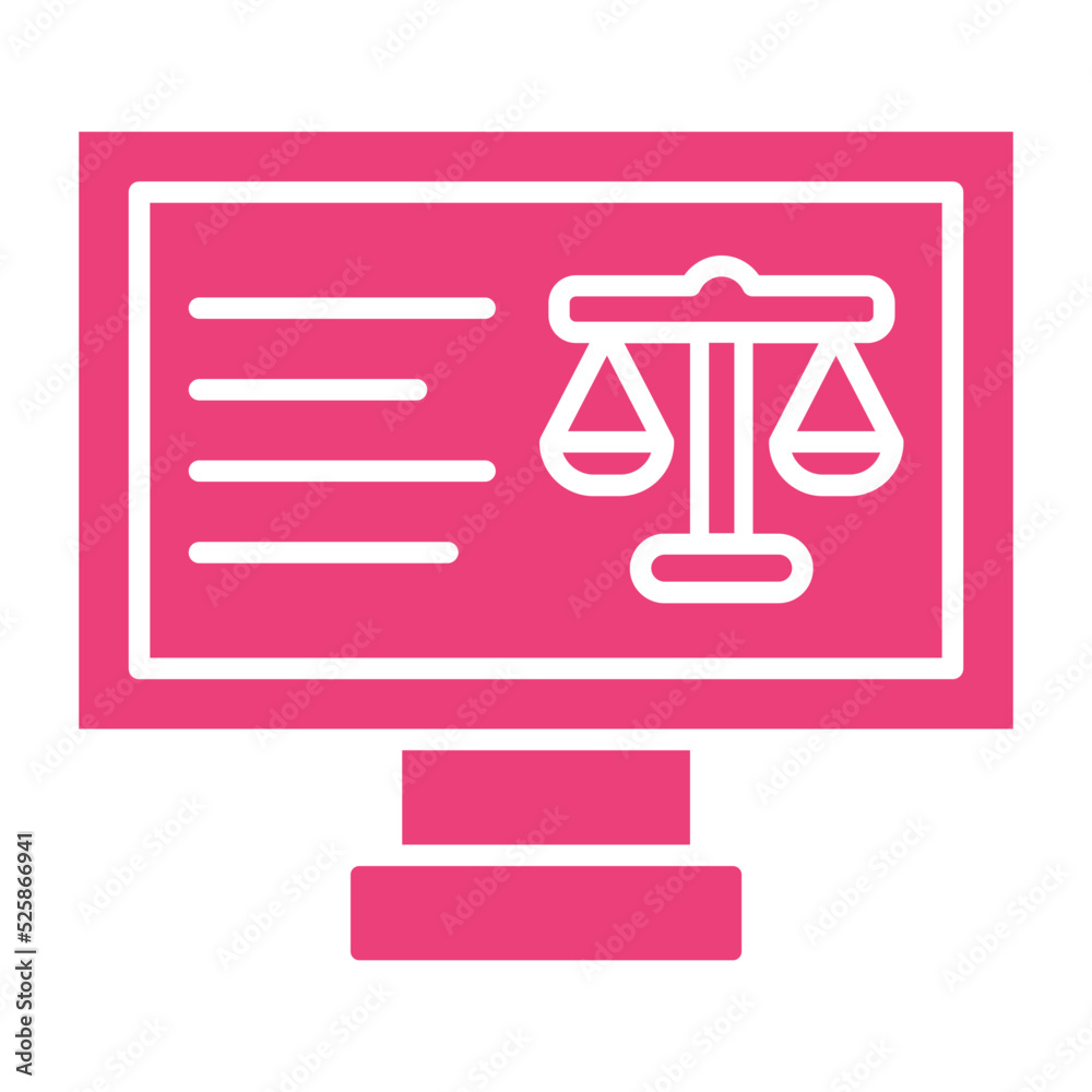 Online Court Multicolor Glyph Icon Online Court Multicolor Glyph Icon