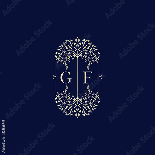 GF organic wedding initial logo design which is good for branding
