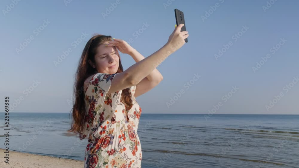 Young Beautiful Woman Taking A Photo And Taking A Selfie Young Beautiful Woman Taking A Photo And Taking A Selfie