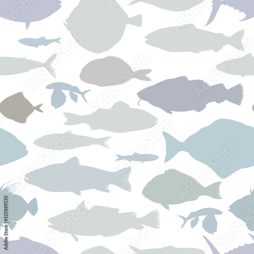 Seamless pattern with fish silhouettes