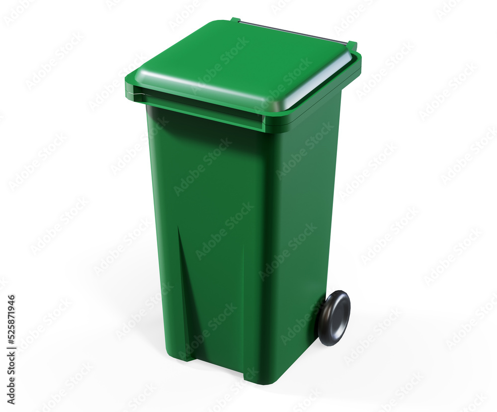 Recycling bin with recycling symbol 3d render Recycling bin with recycling symbol 3d render