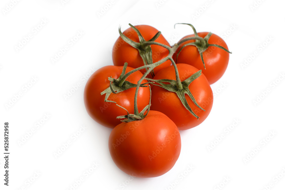 Branch of reBranch of red tomatoes on a white backgroundd tomatoes on a white background