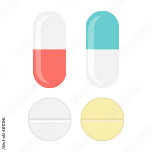 Pills flat icon isolated on white background. Vector illustration.
