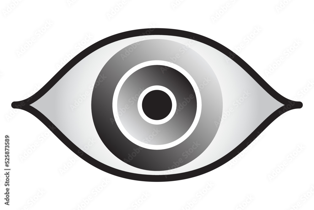 Eye icon black and white illustration. Eye icon black and white illustration.