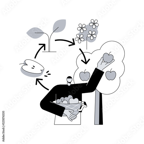Biological cycle abstract concept vector illustration. Plant uptake and harvest, biosolid, soil mineralization, food processing waste, agricultural cycle, natural biodiversity abstract metaphor.