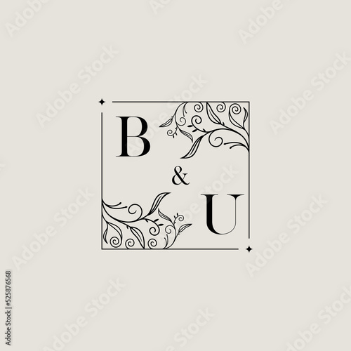 BU floral square wedding initial logo design which is good for branding