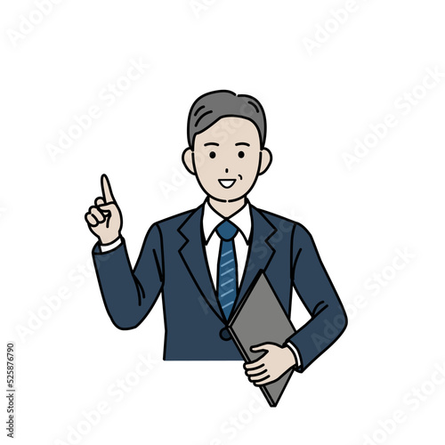 説明する　話す　スーツ姿の男性　中年　ミドル　会社員　ビジネスマン　イラスト