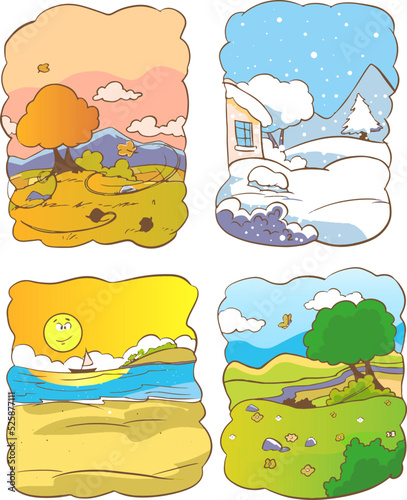 vector illustration of all four seasons