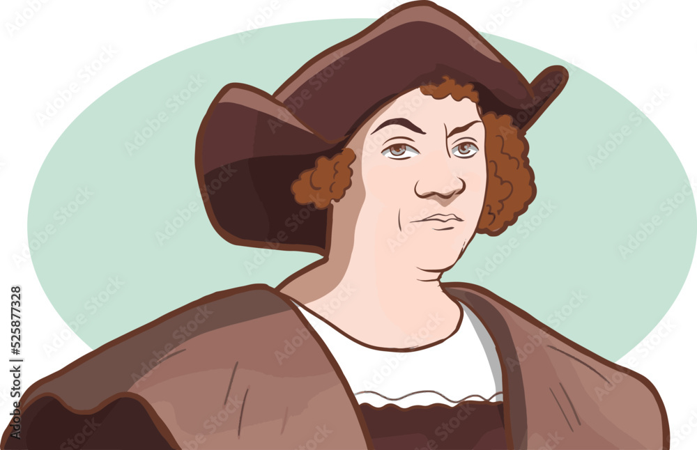 Poster portrait drawing of christopher columbus vector illustration ...