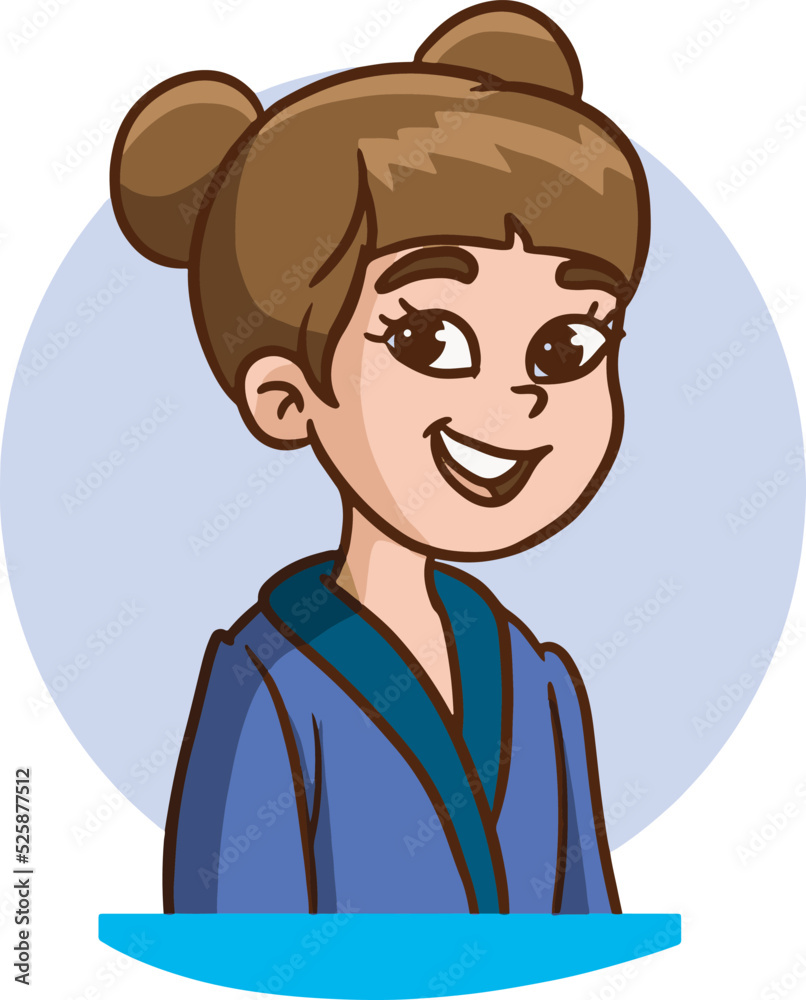 japanese-asian girl child portrait vector illustration