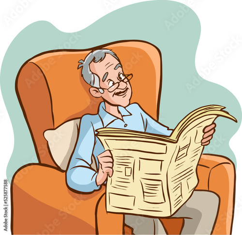 man reading newspaper vector illustration