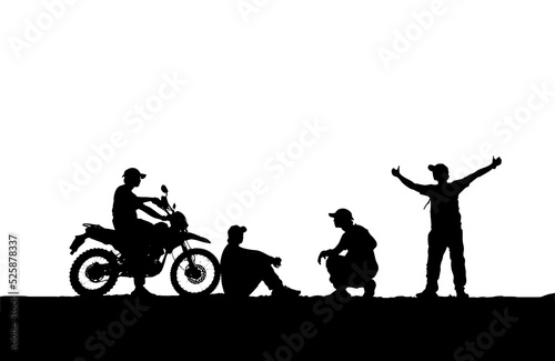 Men's silhouettes with motocross bikes. independent life concept