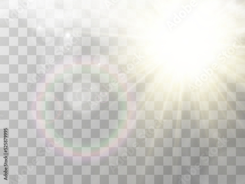 Illustration of the sun shining through the clouds. Sunlight. Cloudy vector. 