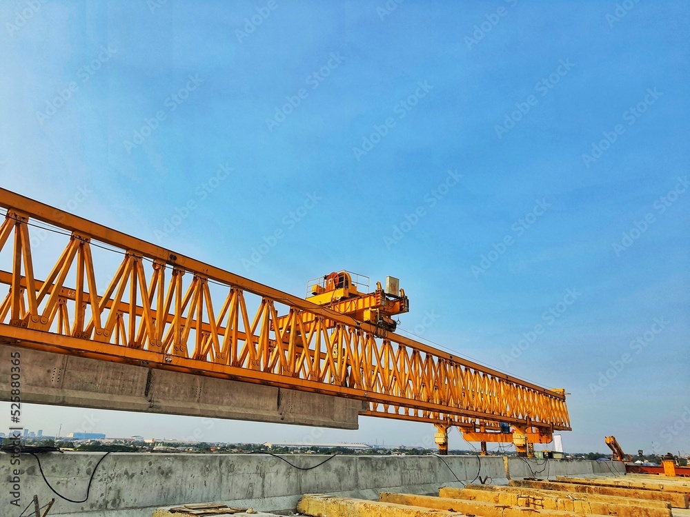 Obraz premium This is the steel structure of a launcher gantry that will be used for erection precast concrete I Girder (PCI Girder).