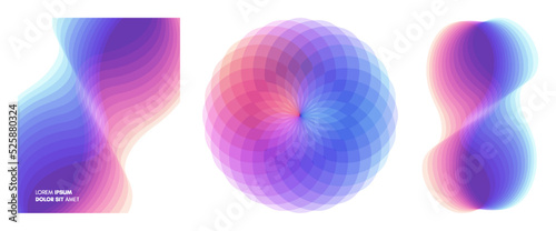 Sphere. Abstract digital wave with dynamic effect. 3d vector illustration made of various overlapping elements. Applicable for banners, placards, posters or flyers.