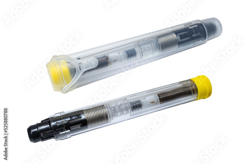 Auto injector syringes with adrenaline isolated on a white background