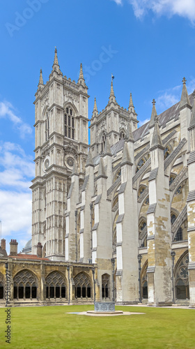 The beautiful architecture of London's Westminster Abbey as seen from inner courtyard.