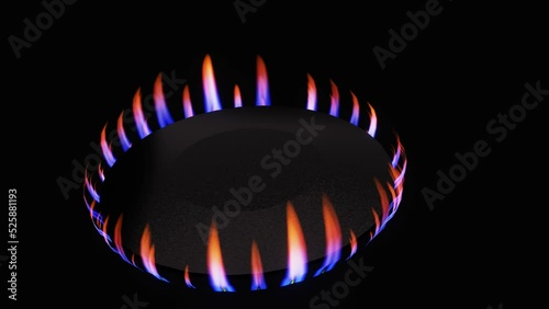 Natural gas stove being turned off. Termination of gas supply, shortage, economy, sanctions concept.