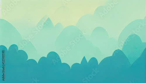 Cartoon clouds. Empty blue sky wallpaper. Abstract colorful doodle. Simple minimal backdrop. 