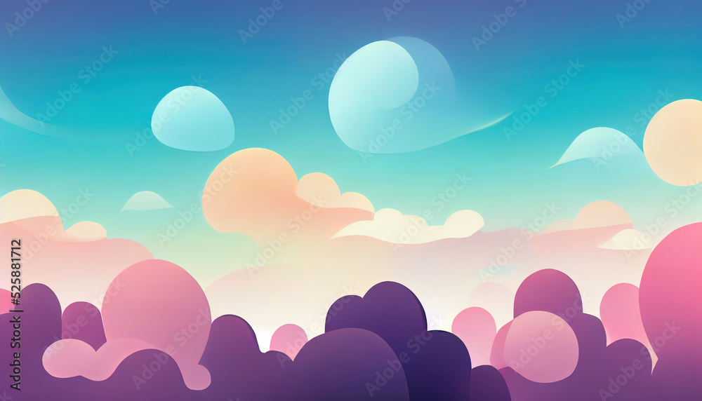Cartoon clouds. Empty blue sky wallpaper. Abstract colorful doodle. Simple minimal backdrop. Cartoon clouds. Empty blue sky wallpaper. Abstract colorful doodle. Simple minimal backdrop.