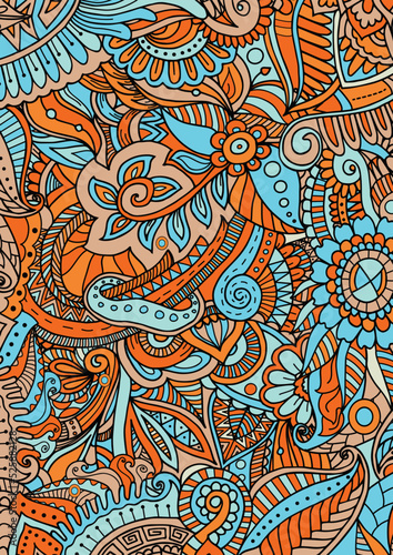 Colorful zentangle oriantal ornamental pattern