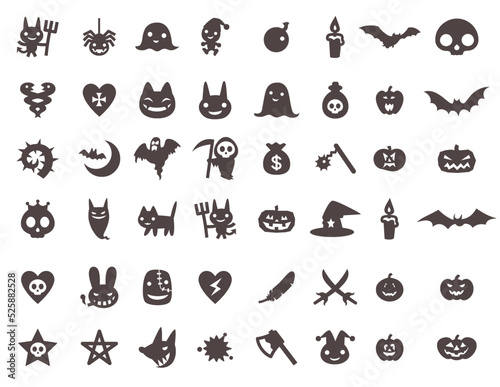 Set of cute Halloween symbols, badges and icons