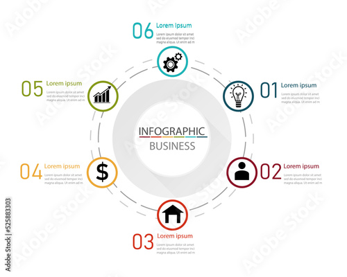 Circle infographic modern template with 8 option on white background. Process chart diagram for presentation.Vector illustration flat design.