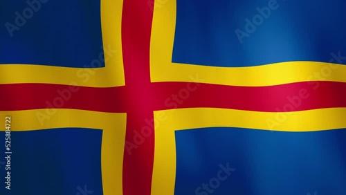 Waving Aland Flag Animation Background