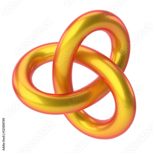 Torus knot shape. 3D geometric shape.