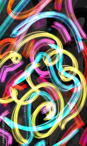 Glowing abstract Colorful background, Illustration of Colorful neon glowing abstract artwork.