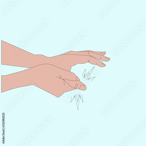 Painful thumb stock illustration. Painful thumb joint.Trigger thumb