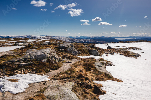 Mountains near Bergen with a great views to this city. Last snow in april