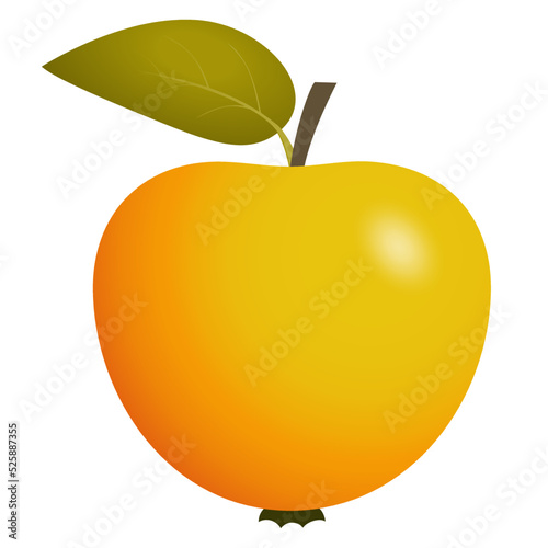 Apple with leaf in realism vector illustration