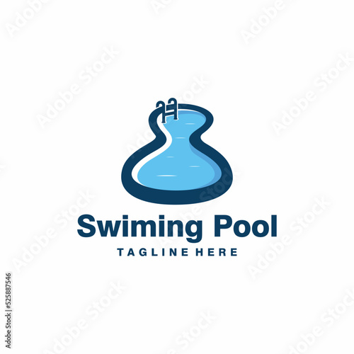 swimming pool vector logo template