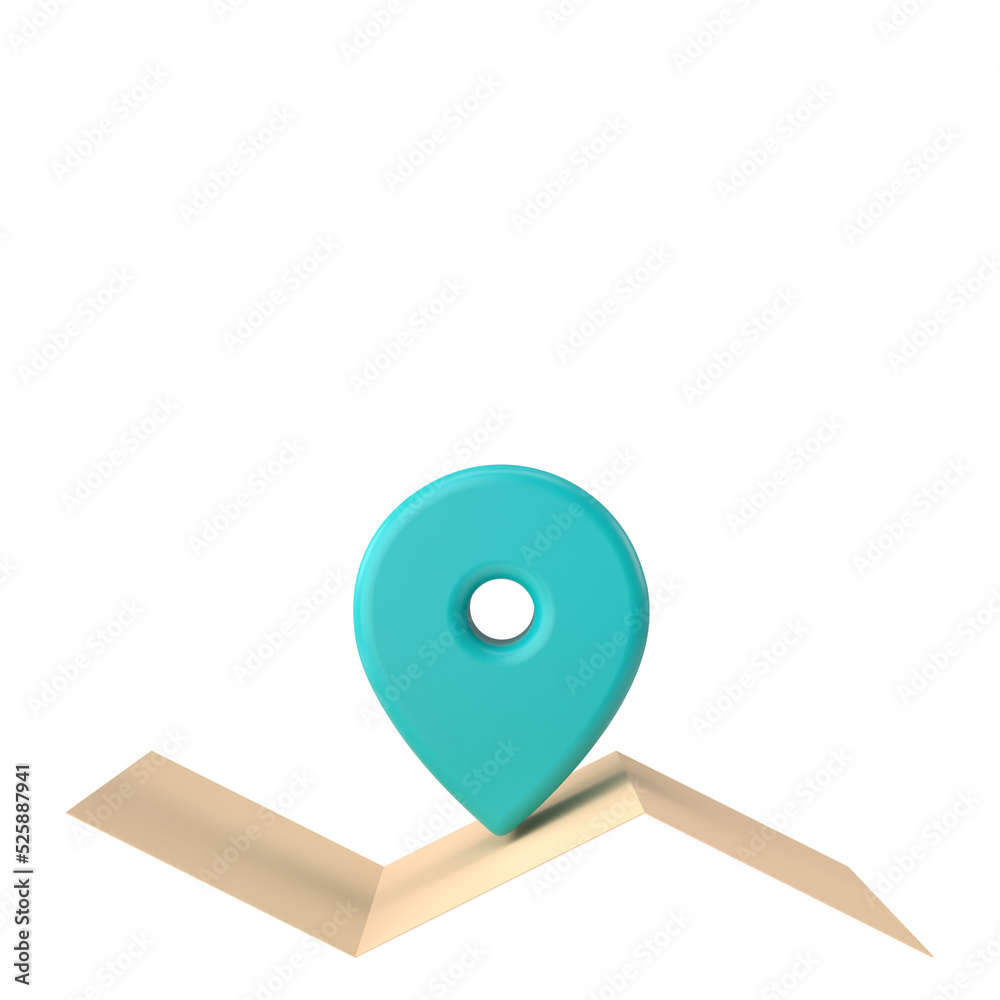 Map and location sign. Travel element.