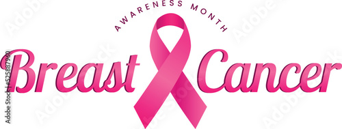 Breast cancer awareness month design, Pink gradient ribbon, White background