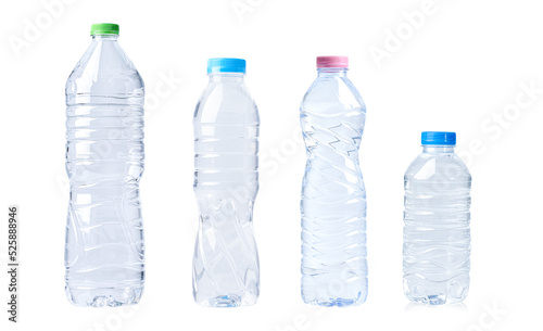 Plastic water bottle isolated on white background with clipping path.