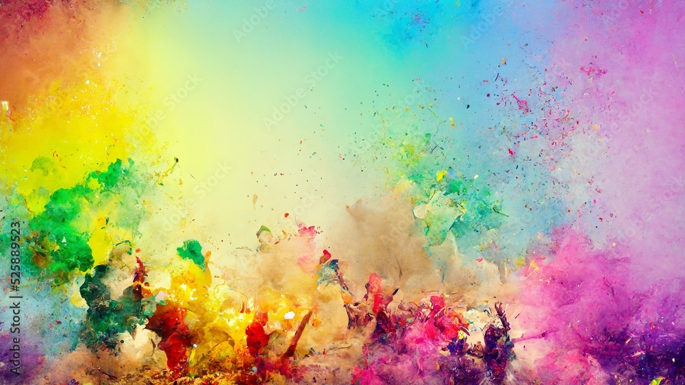 Illustrazione Stock Abstract colored background. Splash in rainbow colors.  Color explosion wallpaper. | Adobe Stock