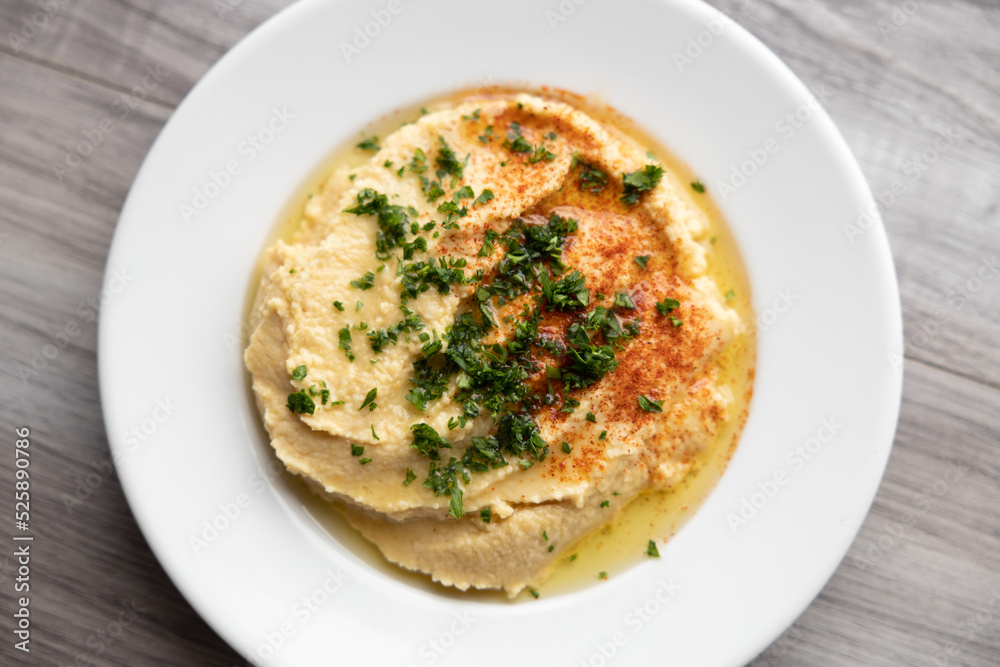 Homemade hummus with olive oil Homemade hummus with olive oil