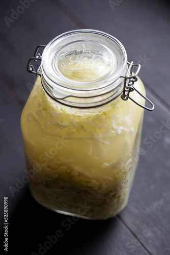 Homemade sauerkraut in jar