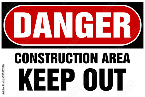 danger keep out construction warning sign fence wall signage red safety illustration