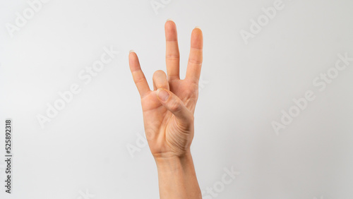 Fotografi Sign language of the deaf and dumb people, number, digit 7