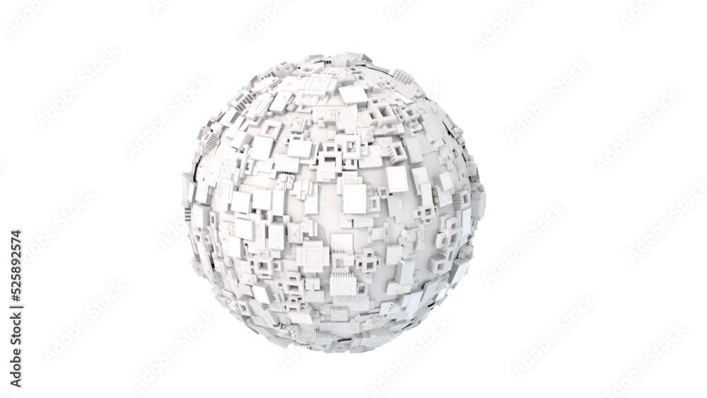 Sci fi technology background, Futuristic sci-fi ball, made of lots computer chips. Abstract technology background. 3D rendering illustration Sci fi technology background, Futuristic sci-fi ball, made of lots computer chips. Abstract technology background. 3D rendering illustration