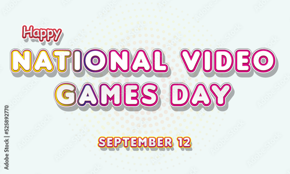 Fototapeta premium Happy National Video Games Day, September 12. Calendar of September Text Effect, Vector design