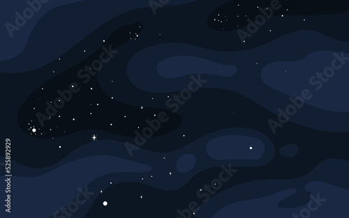Vector space background . Cute flat style template with Stars in Outer space