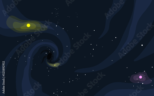 Vector space background . Cute flat style template with Stars in Outer space