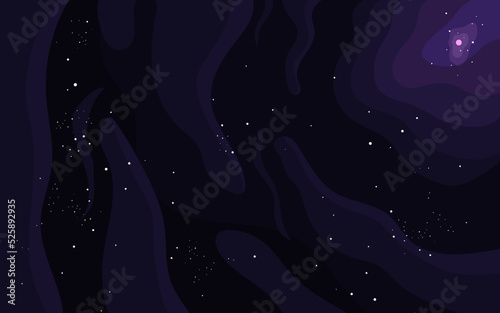 Vector space background . Cute flat style template with Stars in Outer space